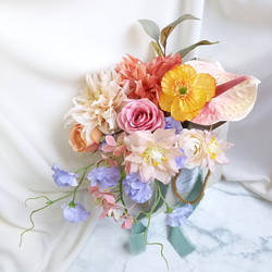 アーティシャルフラワーブーケ　ウェディング　韓国風　ぴょんぴょんブーケ アーティシャルフラワーブーケ ウェディング 韓国風