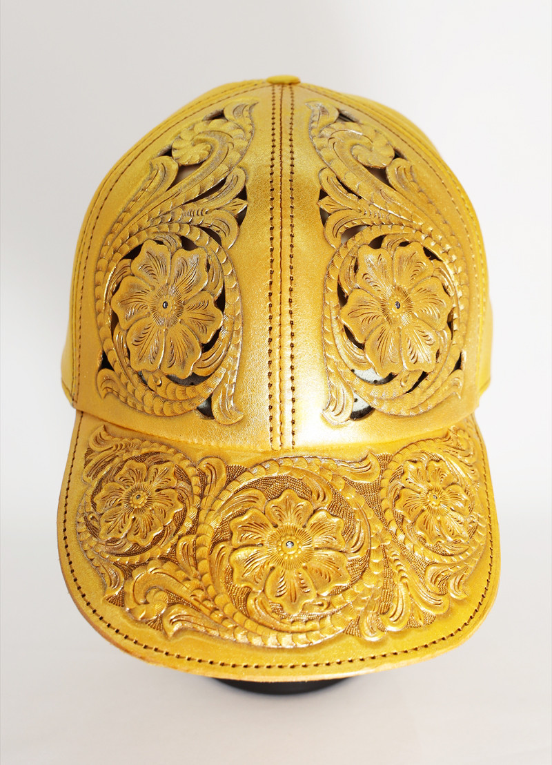 [受注製品]レザーカービングキャップ(フルゴールド)