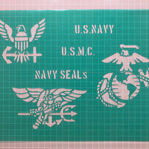 S-205】ハンドメイド ステンシルシート 海軍 ネイビーシールズ 海兵隊