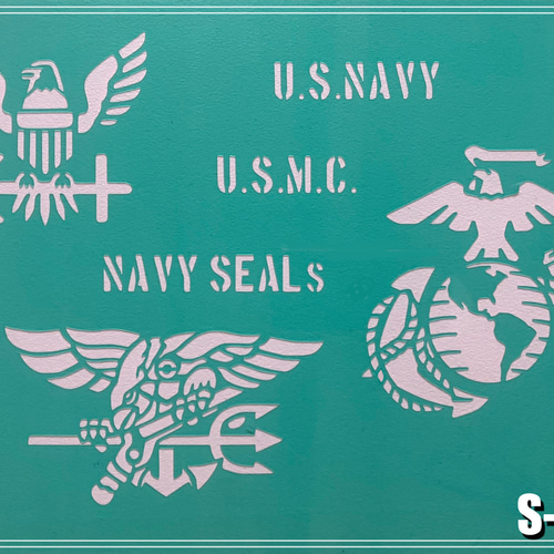 S-205】ハンドメイド ステンシルシート 海軍 ネイビーシールズ 海兵隊