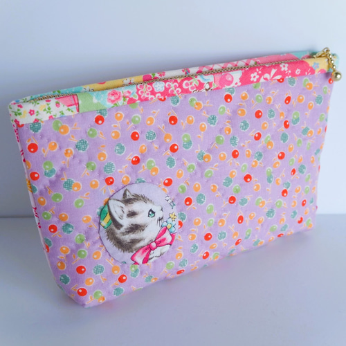 再販 作成キット二匹の猫ちゃん☆ラベンダー色30's ねこネコ