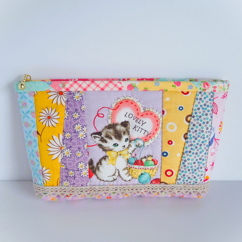 再販 作成キット二匹の猫ちゃん☆ラベンダー色30's ねこネコ