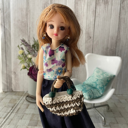 リカちゃん服 ボーダーワンピース2点セット② 待望の「リカちゃん」新