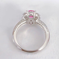 フラワー ローズレッド オーバル 高炭素ダイヤモンド キラキラ ゴージャス リング エレガント ピンク 花 ホワイト 白 9枚目の画像