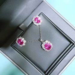 フラワー ローズレッド オーバル 高炭素ダイヤモンド キラキラ ゴージャス リング エレガント ピンク 花 ホワイト 白 6枚目の画像