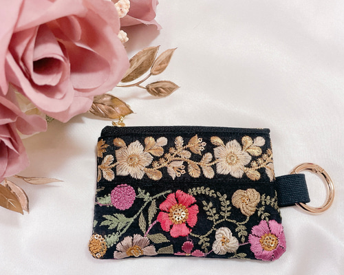 10cmファスナーポーチ インド刺繍リボン キーケース add.y 通販