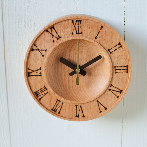 レトロな丸時計 直径15cm クリヤー 丸掛時計 掛け時計・置き時計 木