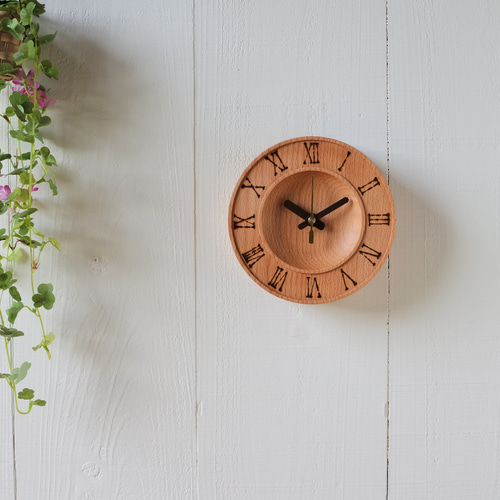 レトロな丸時計 直径15cm クリヤー 丸掛時計 掛け時計・置き時計 木