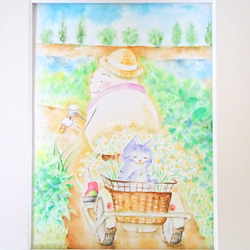 ✻【原画】カモミールの収穫 / ポテとゆきだるまん no.177  水彩画　2021.07.20～ 10枚目の画像