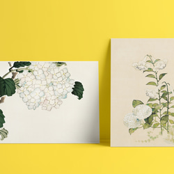 【NO.452】紫陽花の日本画絵画アートポスター☆水色梅雨和モダン★ハガキ2L判A5A4A3A2A1B5B4B3B2B1 6枚目の画像