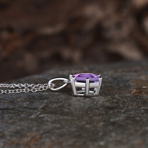 アンダラクリスタルとアメジストのワイヤージュエリーネックレス✧2月