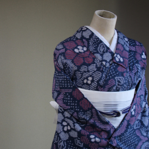 ◇現代 有松鳴海絞 浴衣◇【ネイビーグレー他】他にはないネイビー