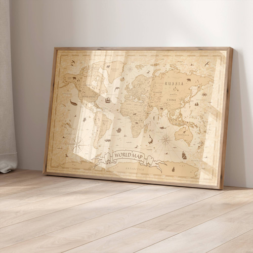 アートポスター 世界地図 アンティーク風 ヴィンテージ レトロ