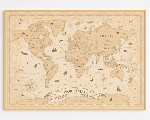 アートポスター 世界地図 アンティーク風 ヴィンテージ レトロ