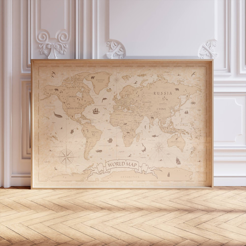 アートポスター 世界地図 アンティーク風 ヴィンテージ レトロ