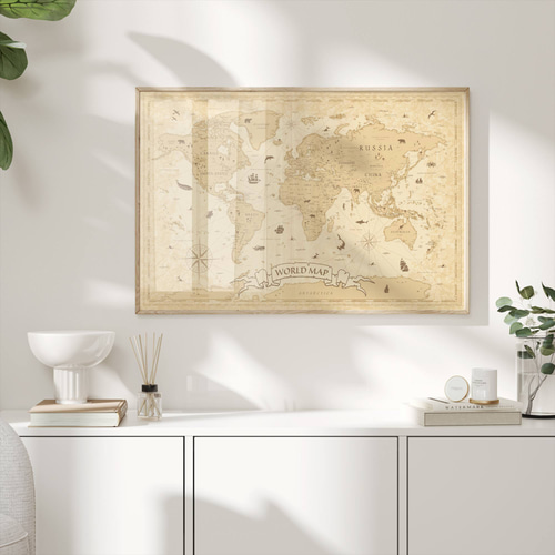 アートポスター 世界地図 アンティーク風 ヴィンテージ レトロ