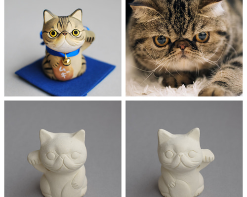 招き猫・エキゾチックショートヘア(オーダーメイド絵付け)【受注