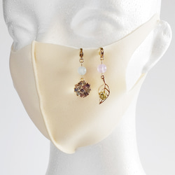 初夏を彩る花 紫陽花とアクアマリンのマスクチャーム（天然石/ゴールドカラー） 4枚目の画像