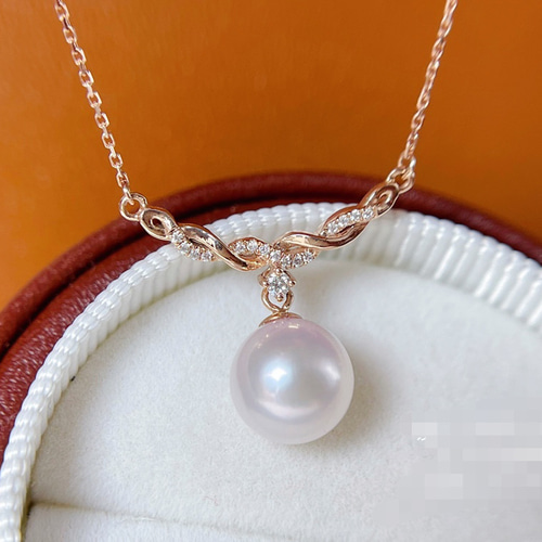 高級】あこや真珠 ダイヤモンド付きネックレスk18 ネックレス  