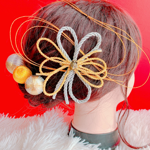 きつね☆リボン☆水引髪飾り☆成人式髪飾り☆和装☆結婚式☆袴ヘア