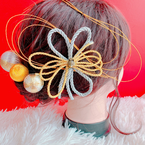 きつね☆リボン☆水引髪飾り☆成人式髪飾り☆和装☆結婚式☆袴ヘア