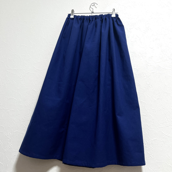 インド綿パッチワーク切り替えスカート カリブブルー 6枚目の画像