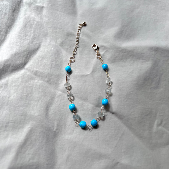 スリーピングビューティーターコイズのブレスレット 14kgf