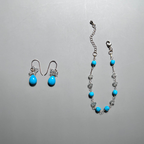 スリーピングビューティーターコイズのブレスレット 14kgf