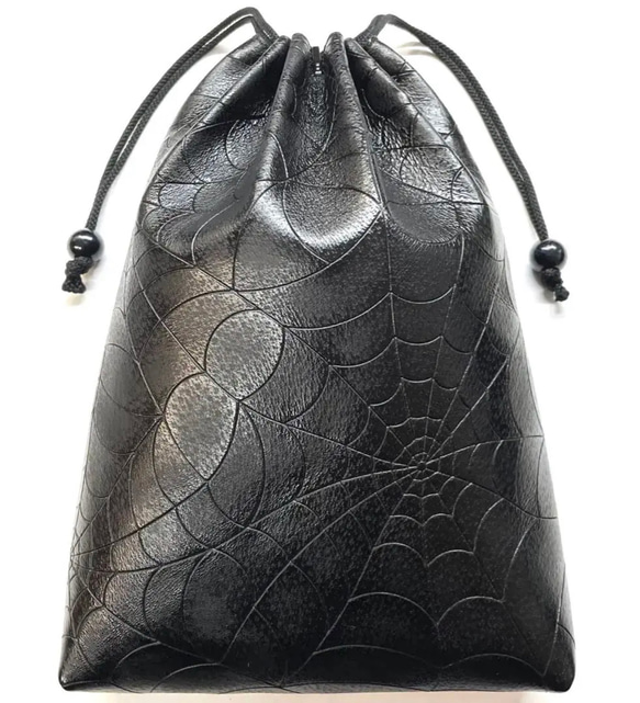 信玄袋(マチ有り、大)、豚革、スパイダーエンボス、途中切り替え無し  