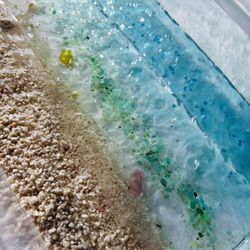 海のインテリア収納BOX  海のトレイ　小物入れ　波紋　波　海　キラキラ　ブルーオーシャン　エポキシ　レジンアート　水面 3枚目の画像