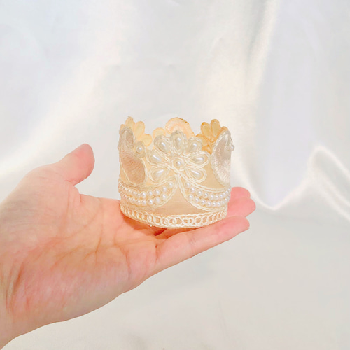 パール付きミニクラウン①王冠　ティアラ　ドール　フランスアンティークヴィンテージ 小さな王冠 ヘッドドレス 髪飾り ケーキ装飾 ラインストーン