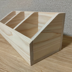 シンプルな小物入れ3連※無塗装(塗装も可能)※　外寸340×115×115　【箱猫屋】 6枚目の画像