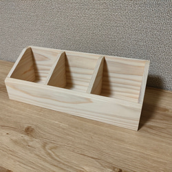 シンプルな小物入れ3連※無塗装(塗装も可能)※　外寸340×115×115　【箱猫屋】 3枚目の画像