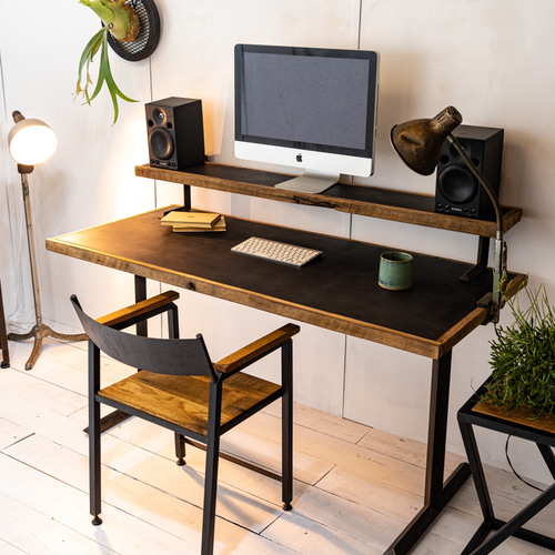 木星天板　机　デスク　黒 BLACK IRON DESK / I EDGE LEGS アイアン家具 PCデスク 机 机・デスク