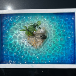 新作　アートパネル　ハートアイランド　エメラルドグリーン　オーシャン　西海岸　ホヌ　ヤシの木　ハワイ　珊瑚 4枚目の画像