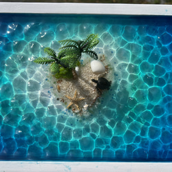 新作　アートパネル　ハートアイランド　エメラルドグリーン　オーシャン　西海岸　ホヌ　ヤシの木　ハワイ　珊瑚 7枚目の画像