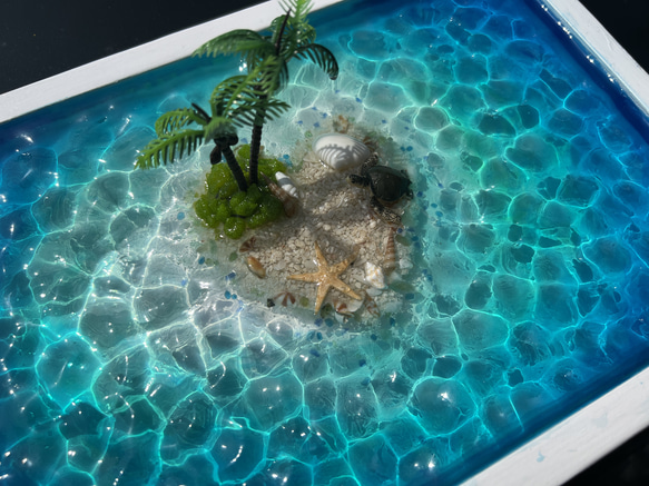 新作　アートパネル　ハートアイランド　エメラルドグリーン　オーシャン　西海岸　ホヌ　ヤシの木　ハワイ　珊瑚 5枚目の画像