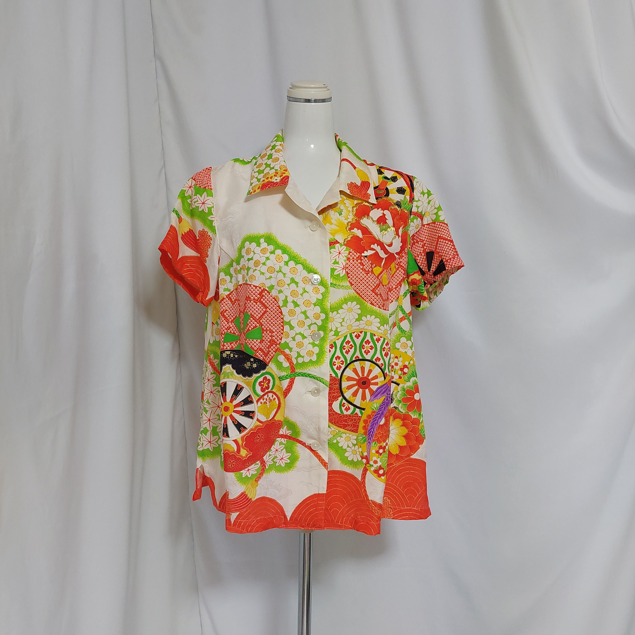 着物リメイク＊女児着物からアロハシャツ