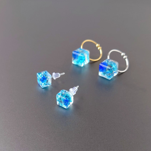 数量限定2点 夏の福袋】琉球ガラスの涼やかリング（大）＆ピアス