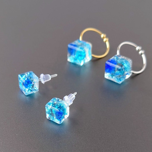 数量限定2点 夏の福袋】琉球ガラスの涼やかリング（大）＆ピアス