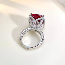 19カラット 人工ルビー 高炭素ダイヤモンド キラキラ ゴージャス ラグジュアリー レッド リング ビッグ 大 赤 指輪 8枚目の画像