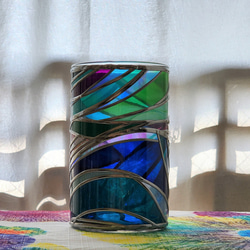 『美ら海2』GlassArt☆ガラス15㎝高丸型花瓶 4枚目の画像