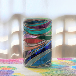 「美麗海 2」玻璃藝術☆玻璃高15cm圓形花瓶 第11張的照片