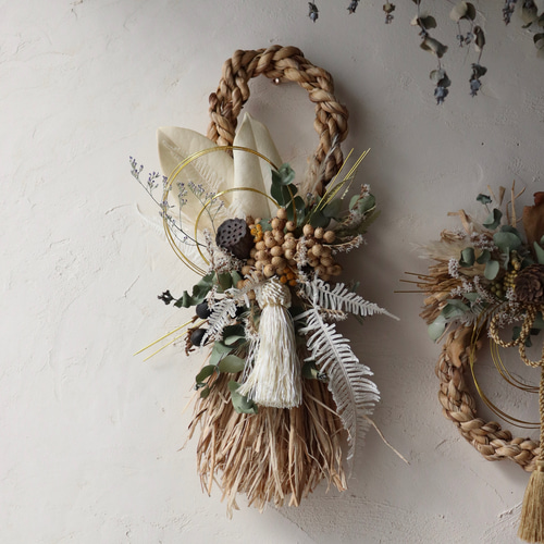 しめ縄　お正月飾り　しめ縄リース新年　No.6 無垢のしめ縄2026】長しめ縄 / ドライフラワー しめ飾り しめ縄 お正月