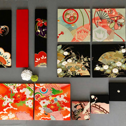 タペストリー　掛け軸　新品❣️正絹　振袖生地使用　臙脂色　ハンドメイド リサイクル着物】名古屋帯 臙脂墨色（えんじずみいろ） 花模様