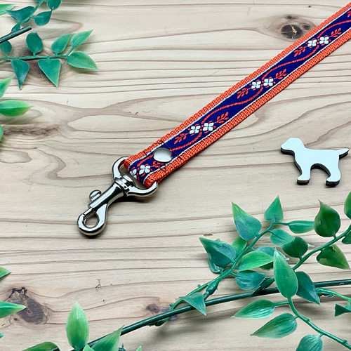 犬 首輪&リードセット ドイツ 小花 ブルー ホワイト オレンジ