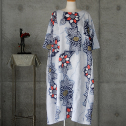 着物リメイク　有松絞りのチュニックワンピース   フリーサイズ  kimono 4枚目の画像