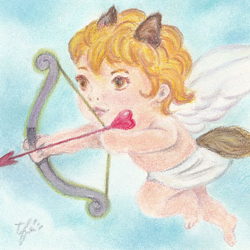 キューピッド（パステル画 原画）額装込み 絵画 にゃんずら 通販