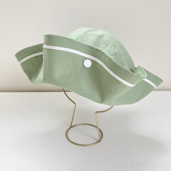 【名入れ対応】グリーンのセーラーハット水兵帽（こどもサイズ）ベビー＆キッズ　夏　※くま耳に変更可能 1枚目の画像