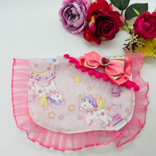ユニコーンの移動ポケット ゆめかわいい移動ポケット フリルリボンつき